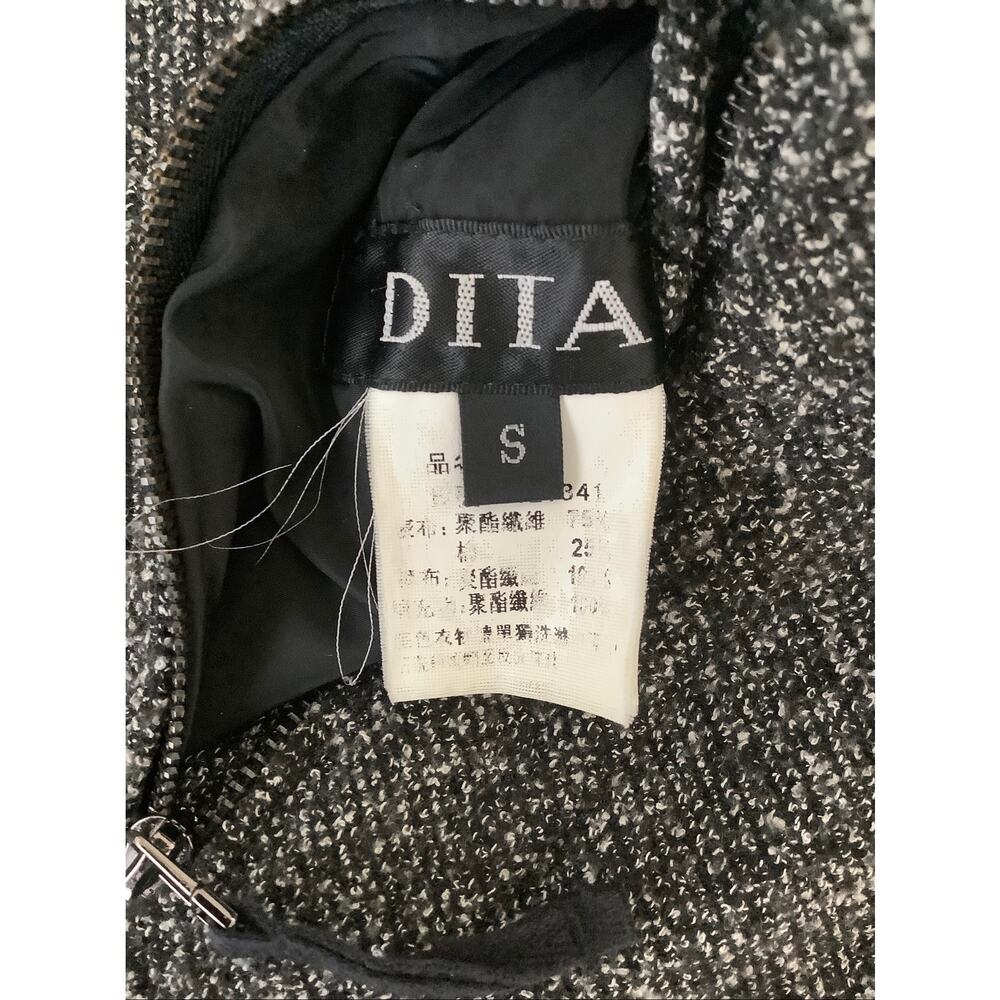 Dita Womens Small Gray Black Full Zip Tweed Knit Hooded Vest Streetwear HR9-10 - Picture 7 of 8